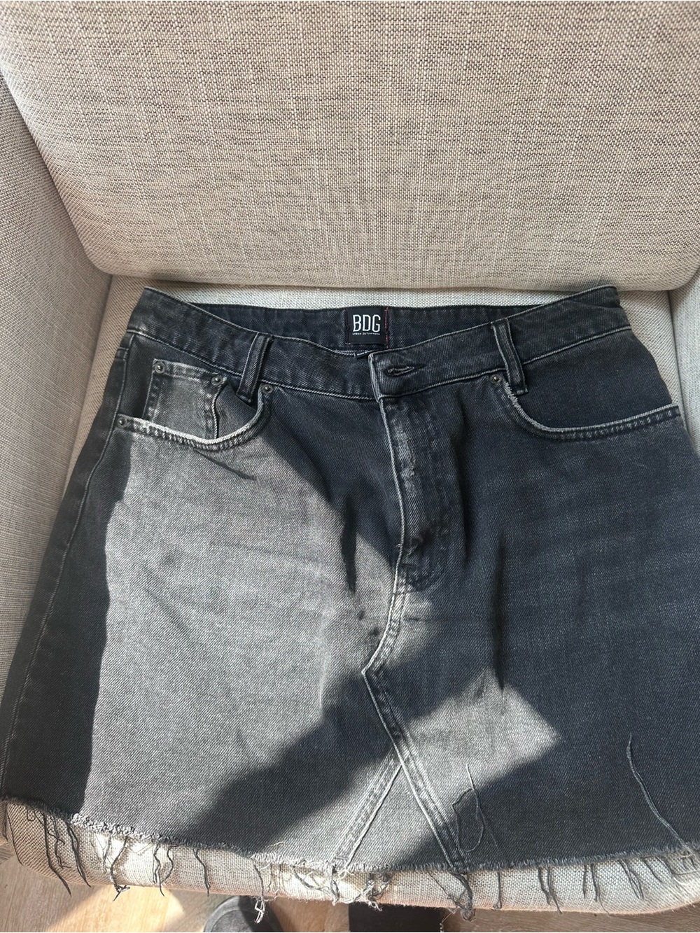 BDG Black Washed Denim Mini Skirt